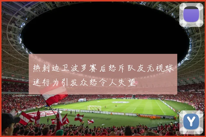 热刺边卫波罗赛后怒斥队友无视球迷行为引发众怒令人失望